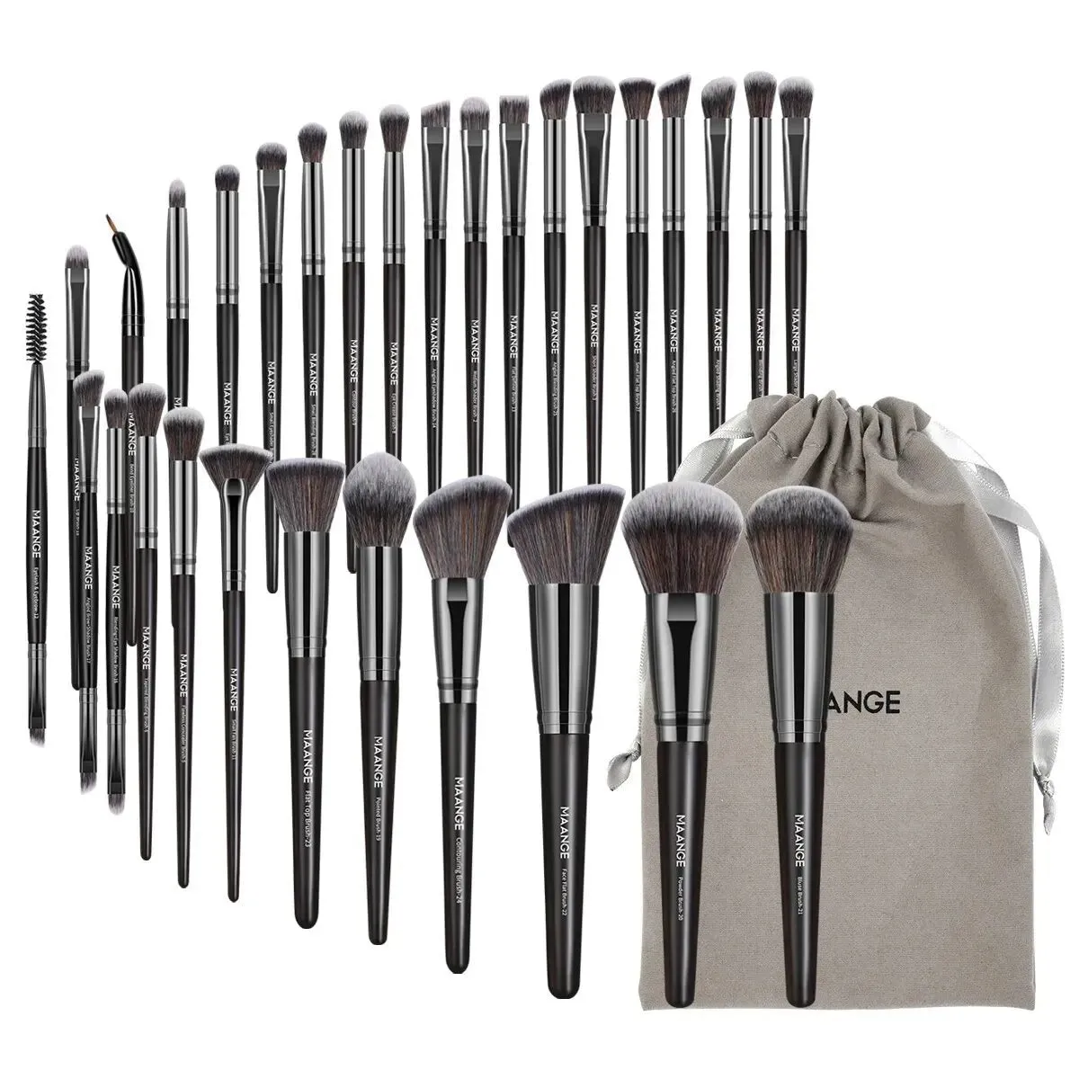 🌸 30pcs Professional Makeup Brush Set with Bag - Flawless Foundation, Concealers, Eye Shadows.