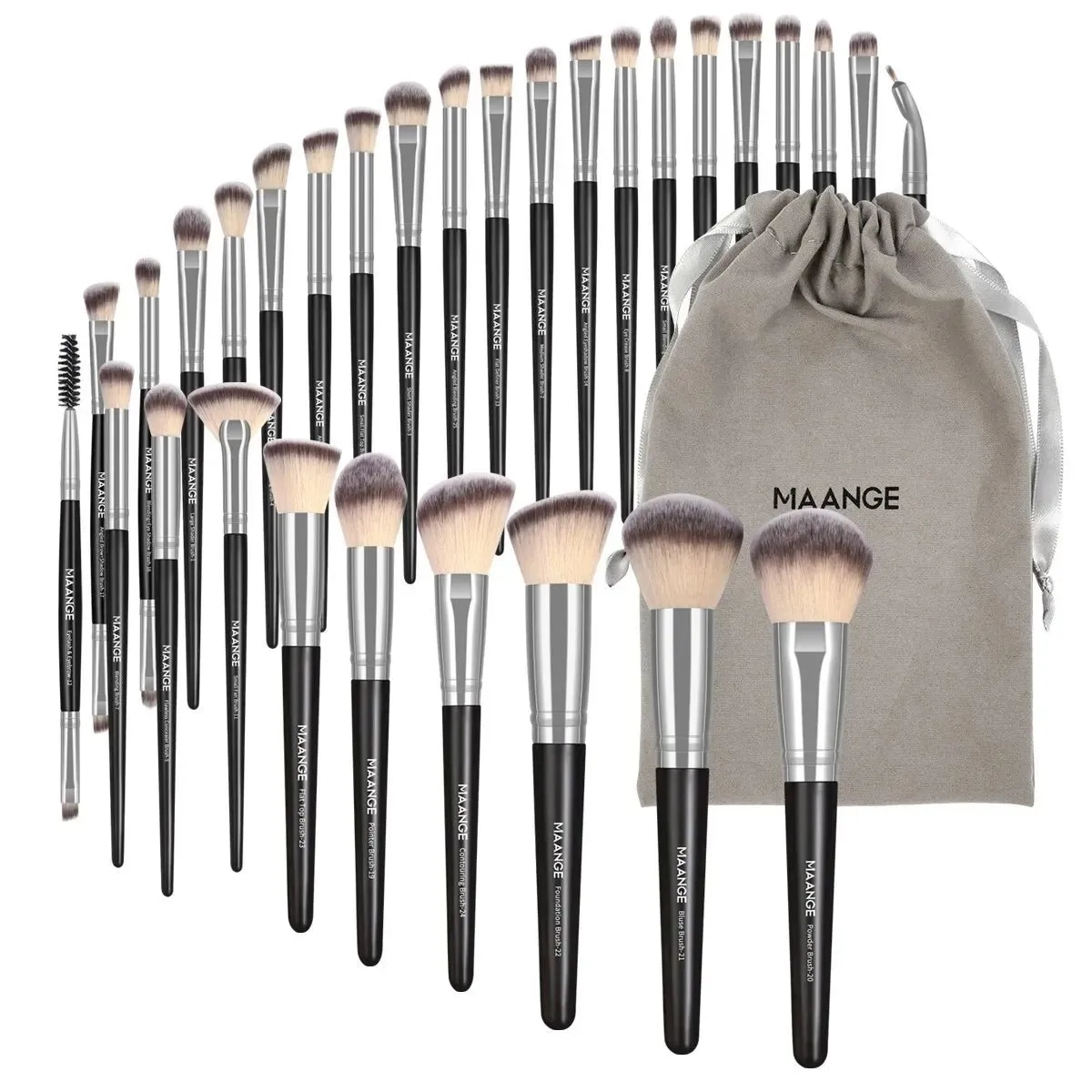 🌸 30pcs Professional Makeup Brush Set with Bag - Flawless Foundation, Concealers, Eye Shadows.