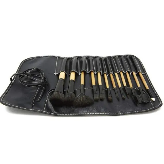 13-Piece Set: Makeup Brush Set with Faux Leather Case