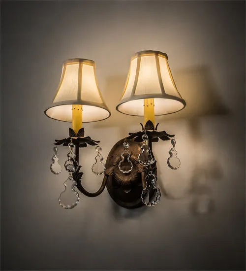 14"W Chantilly Victorian Glam 2 Lt Wall Sconce