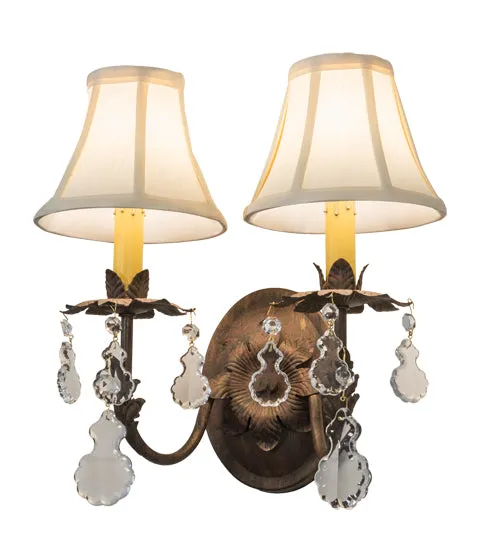 14"W Chantilly Victorian Glam 2 Lt Wall Sconce