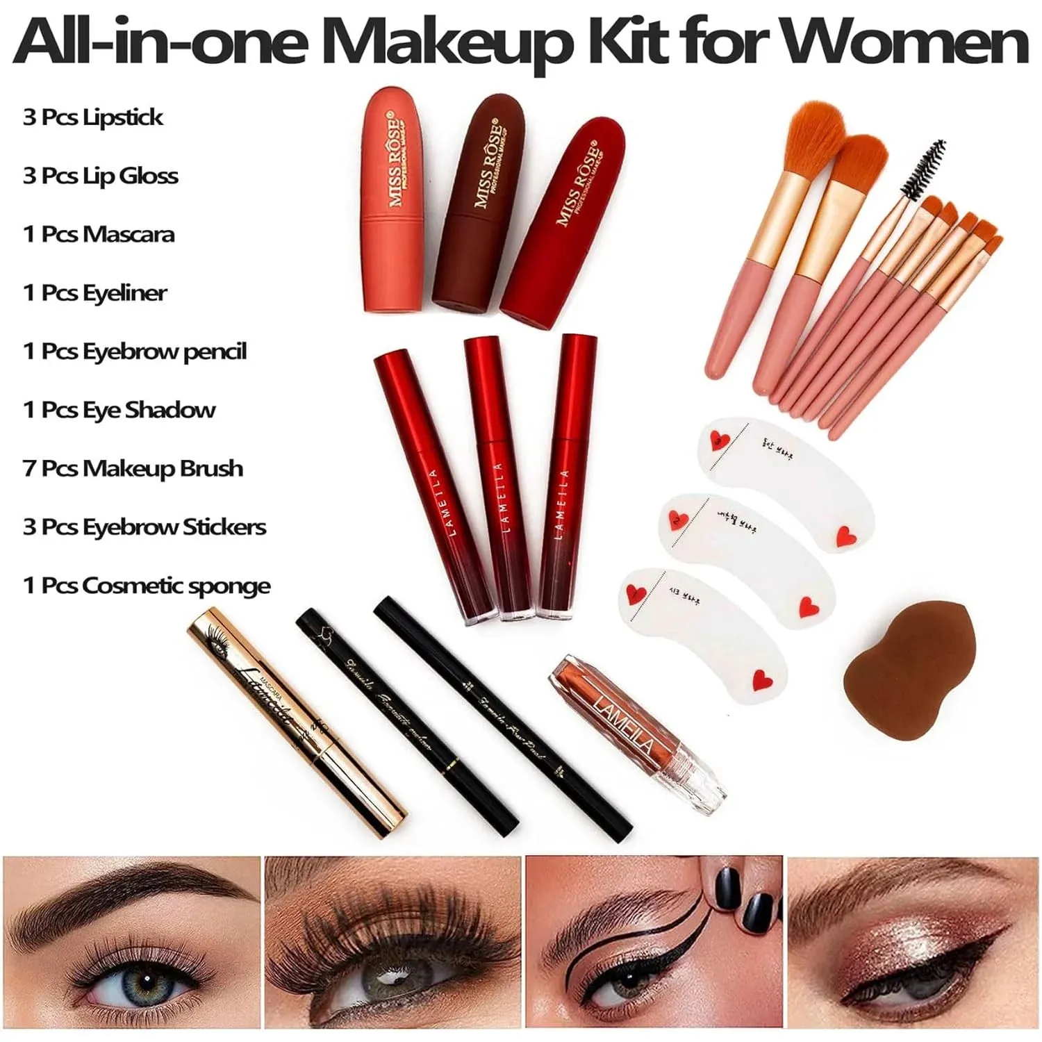 190 Colors Makeup Kit,Professional Makeup Kits for Women Full Kit,All in One Makeup Set for Women&Beginner,Include Eyeliner/Eyeshadow/Lipstick/Compact Powder/Glitter Powder/Makeup Brush…