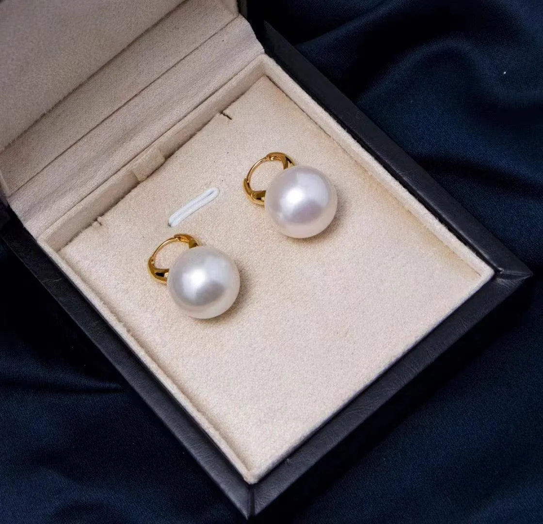 9-10mm Round Hoop Freshwater Pearl Earrings Sterling Silver