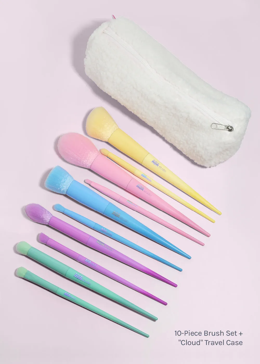 AOA 10-Piece Rainbow Brush Set   Cloud Travel Bag