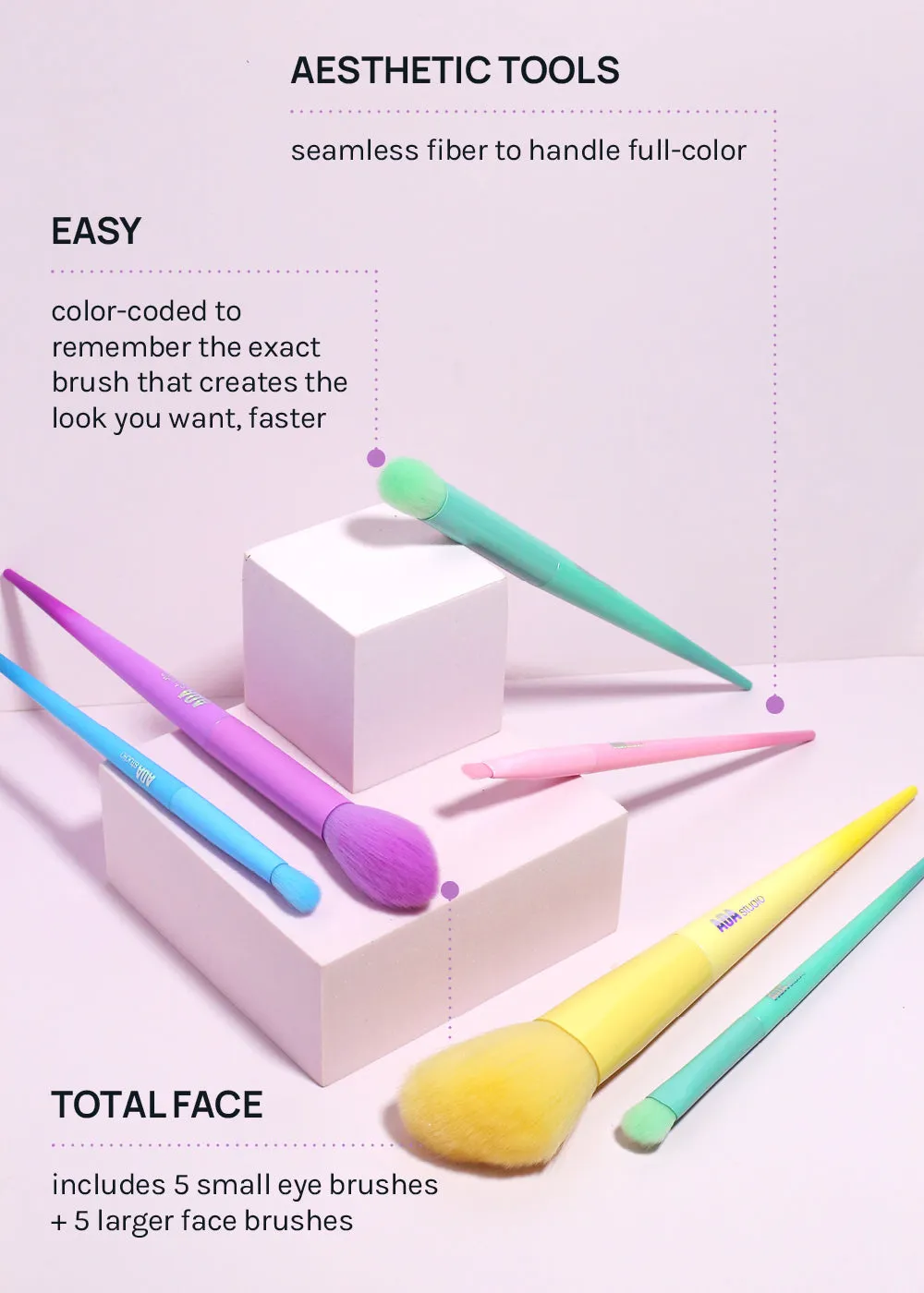 AOA 10-Piece Rainbow Brush Set   Cloud Travel Bag