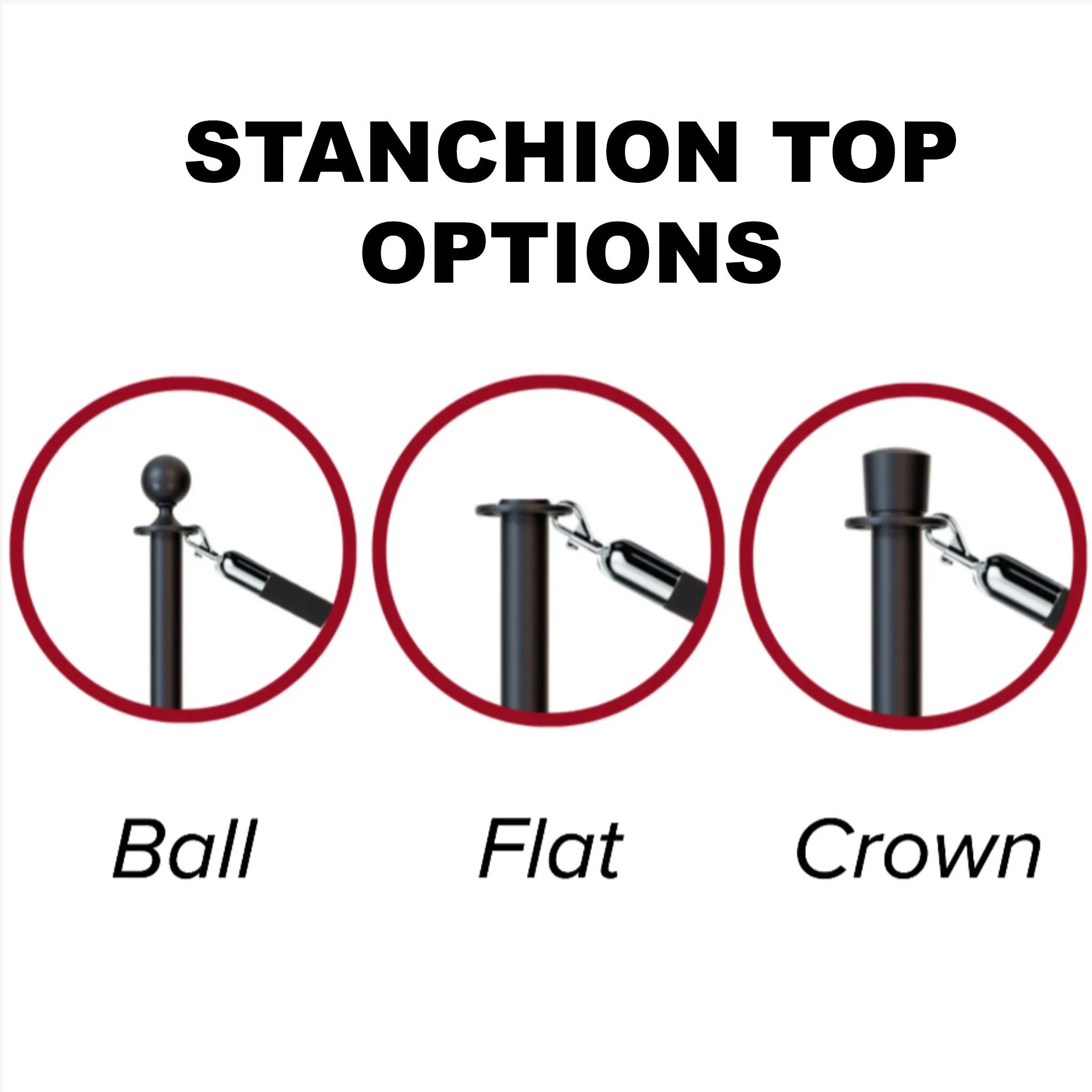 Ball Top Dual Rope Stanchion with Roller Base - Montour Line CELineD