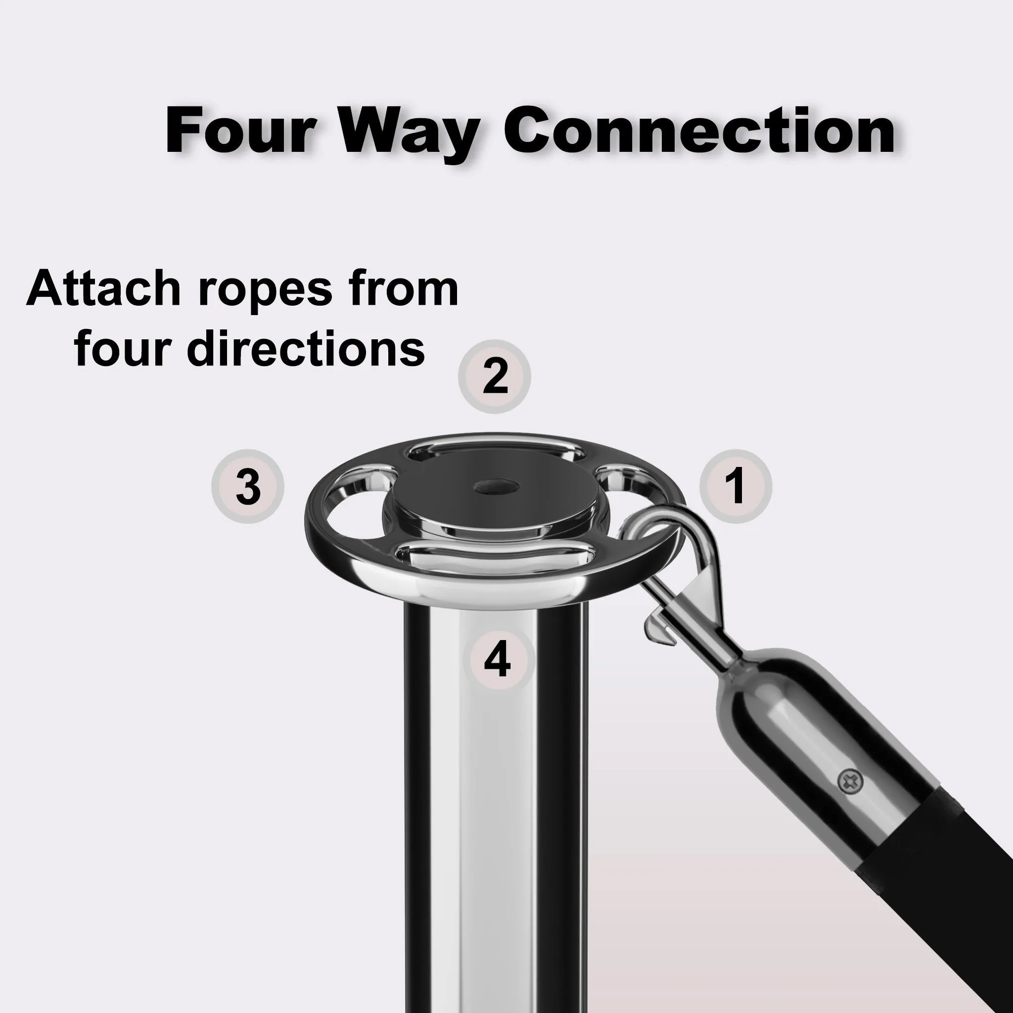 Ball Top Dual Rope Stanchion with Roller Base - Montour Line CELineD