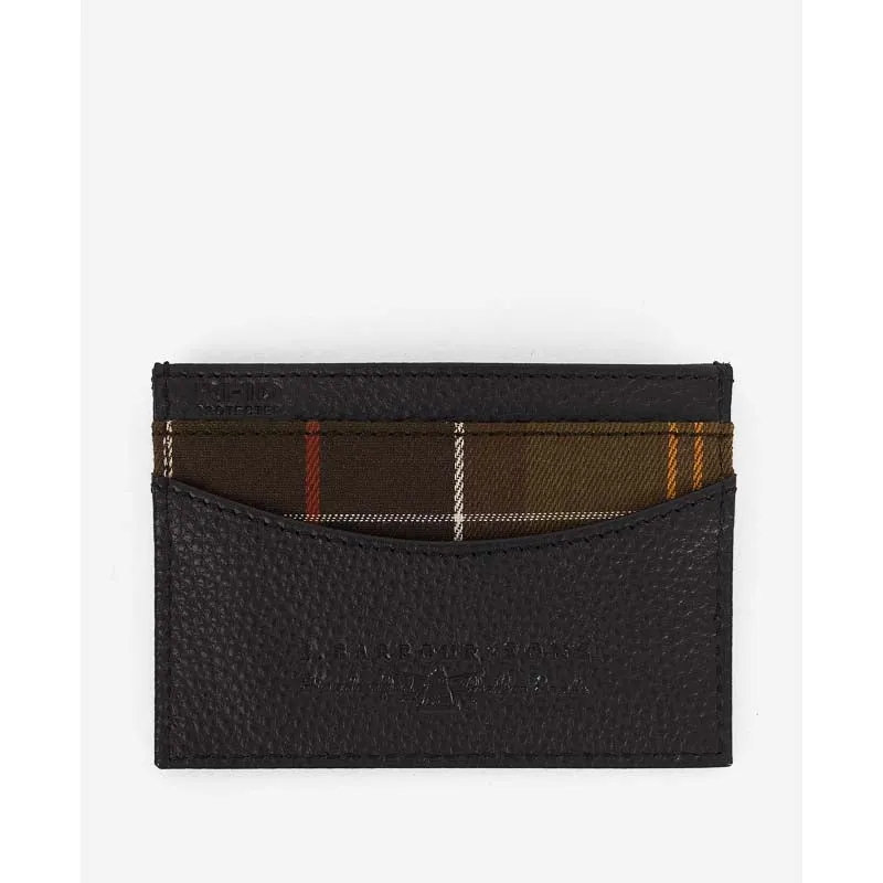 Barbour Debossed Logo Mens Card Holder - Black