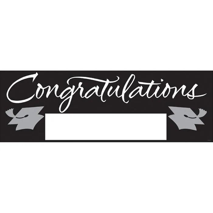 Bulk Black Graduation Party Banners (6 per Case)