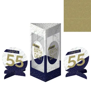 Bulk Navy and Gold Birthday Centerpiece Stands (18 per Case)