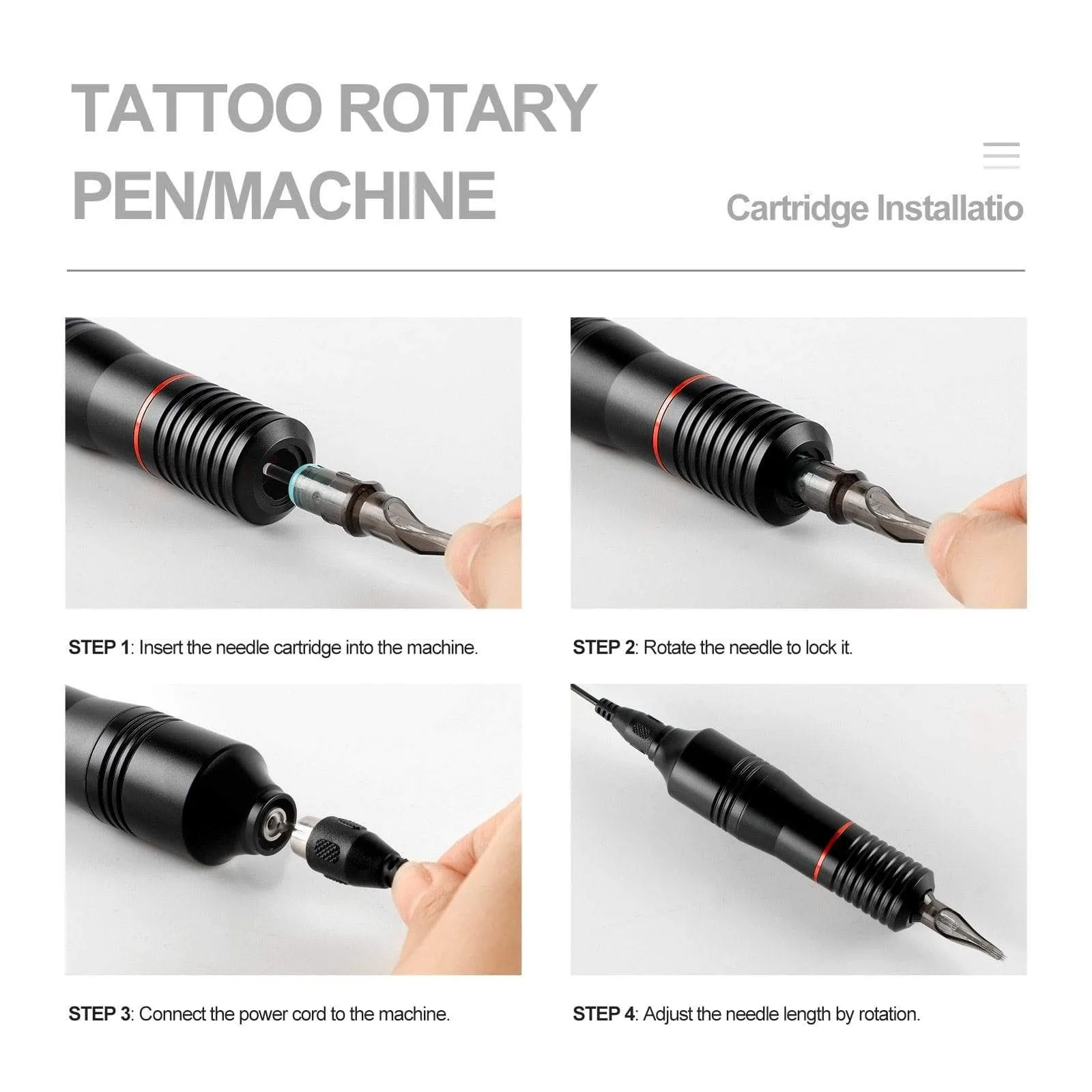 Complete Tattoo Machine Kit Professional Rotary Pen Set Tattoo Cartridge Needles For Permanent Makeup Eyebrow Tattoo Body