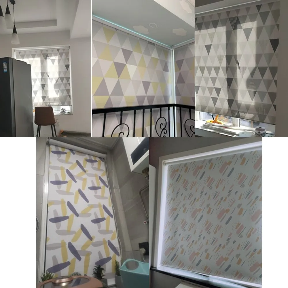 Contemporary Geometric Pattern Print Window Roller Shade