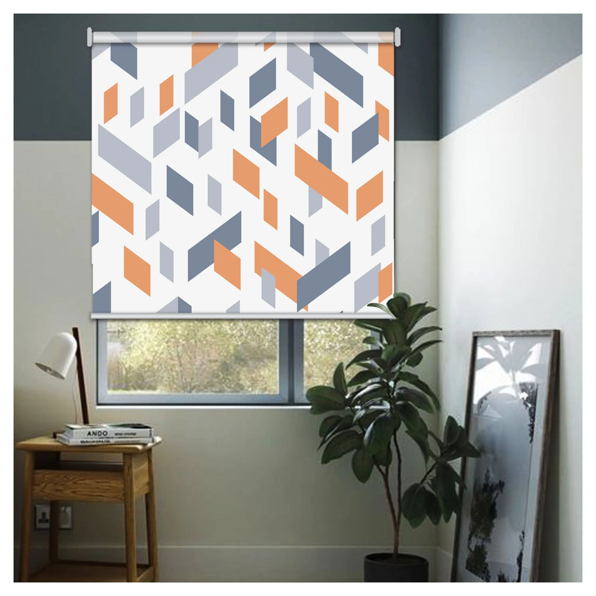 Contemporary Geometric Pattern Print Window Roller Shade