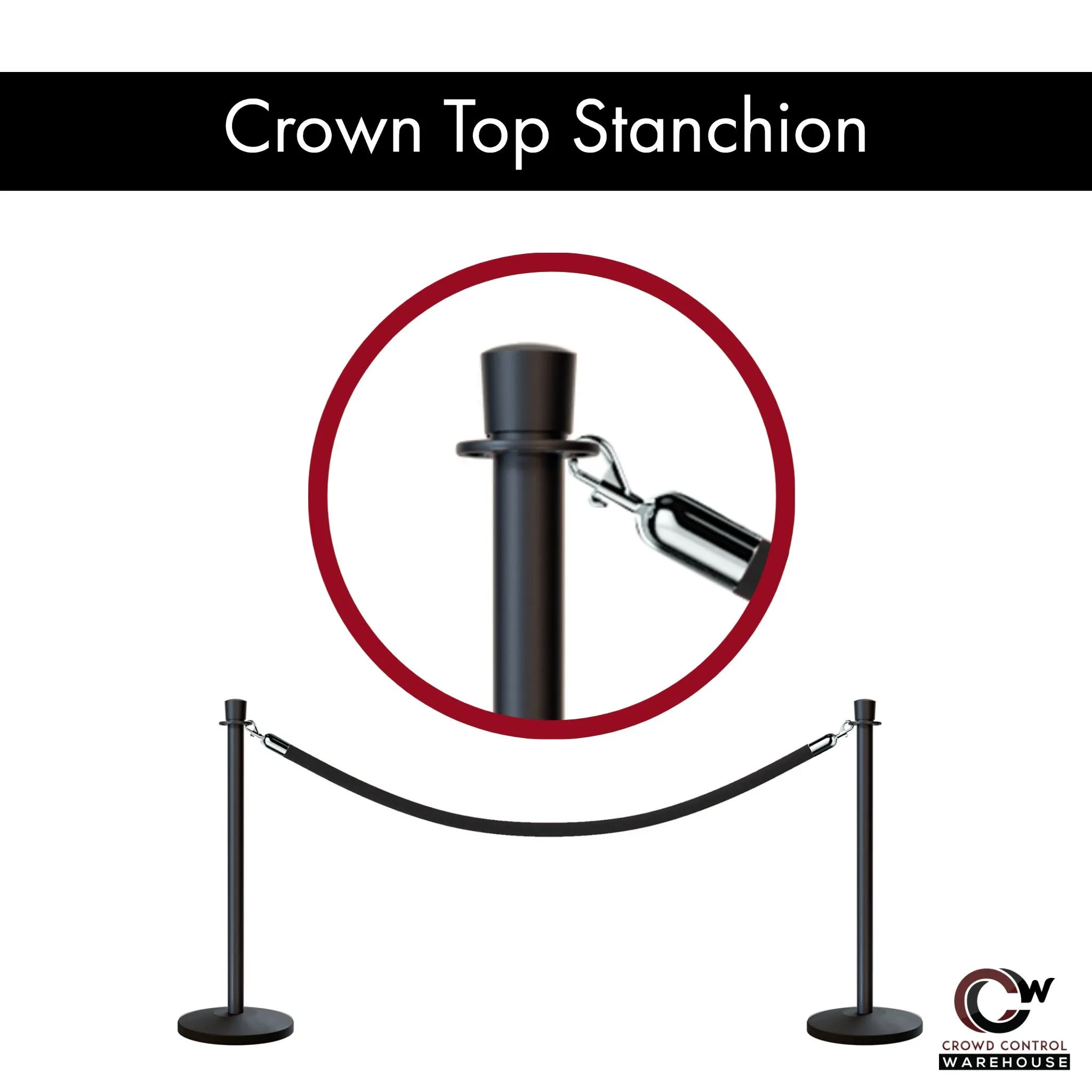 Crown Top Post and Rope Stanchion Kit - Montour Line