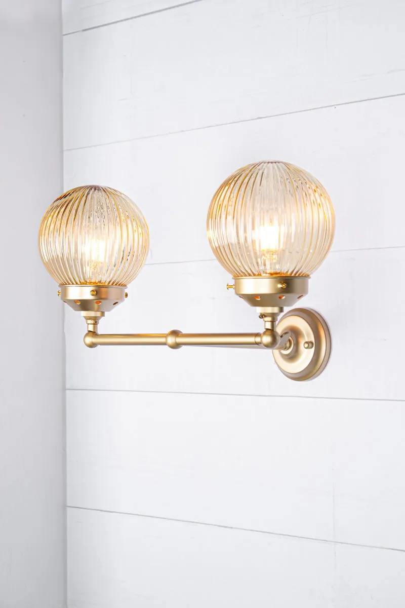 Dakota Reeded Glass Double Wall Light