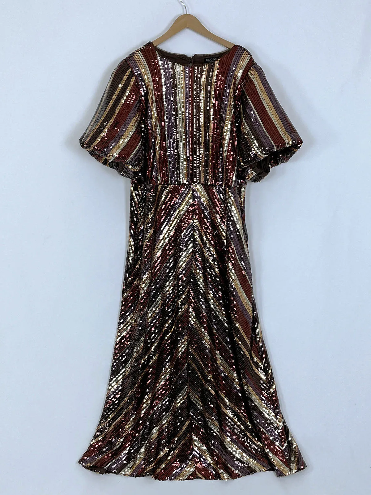 eloquii Size 22 Brown & Gold Sequined Evening Gown