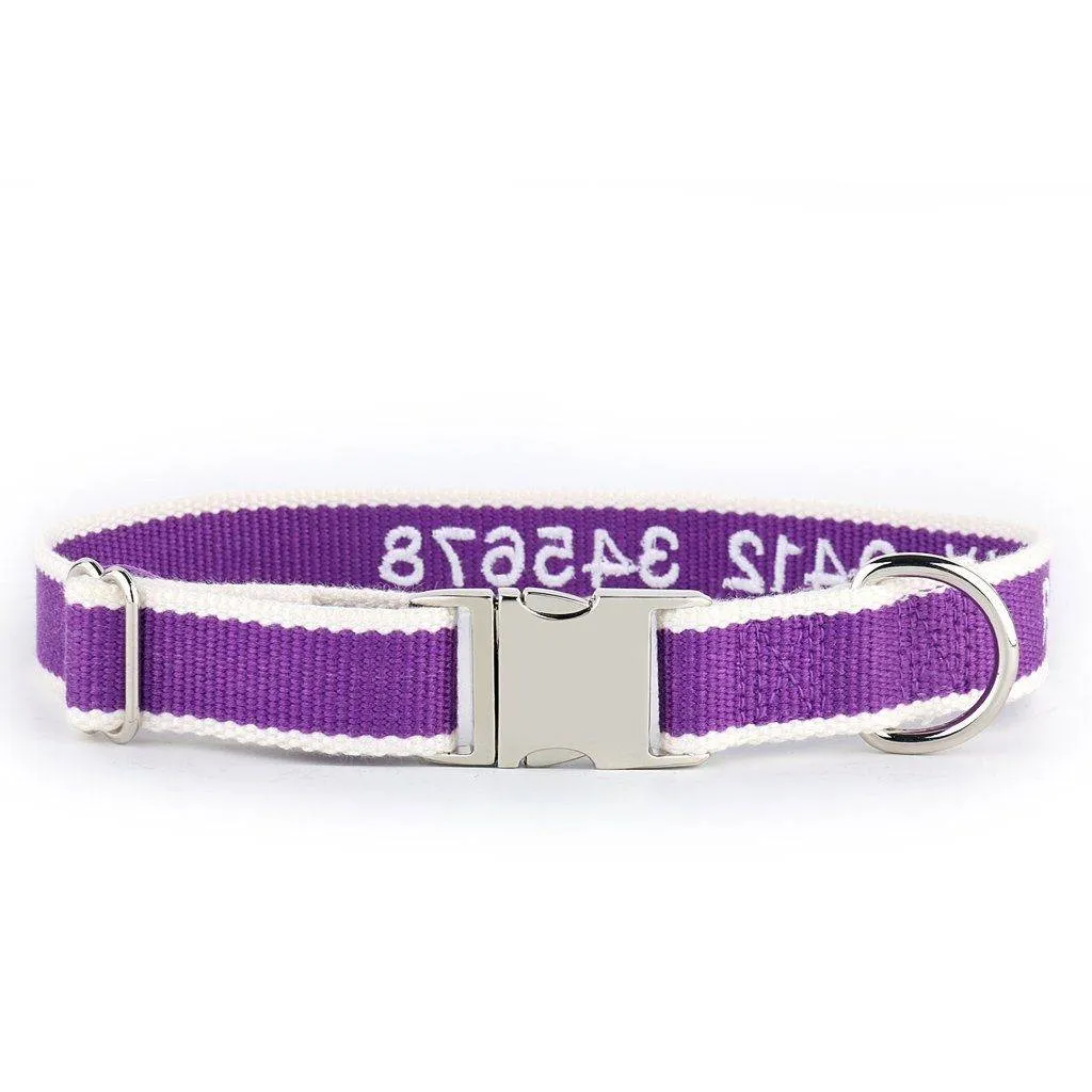 Embroidered Organic Bamboo - Personalised Dog Collar: CHOICE of METAL or PLASTIC BUCKLE