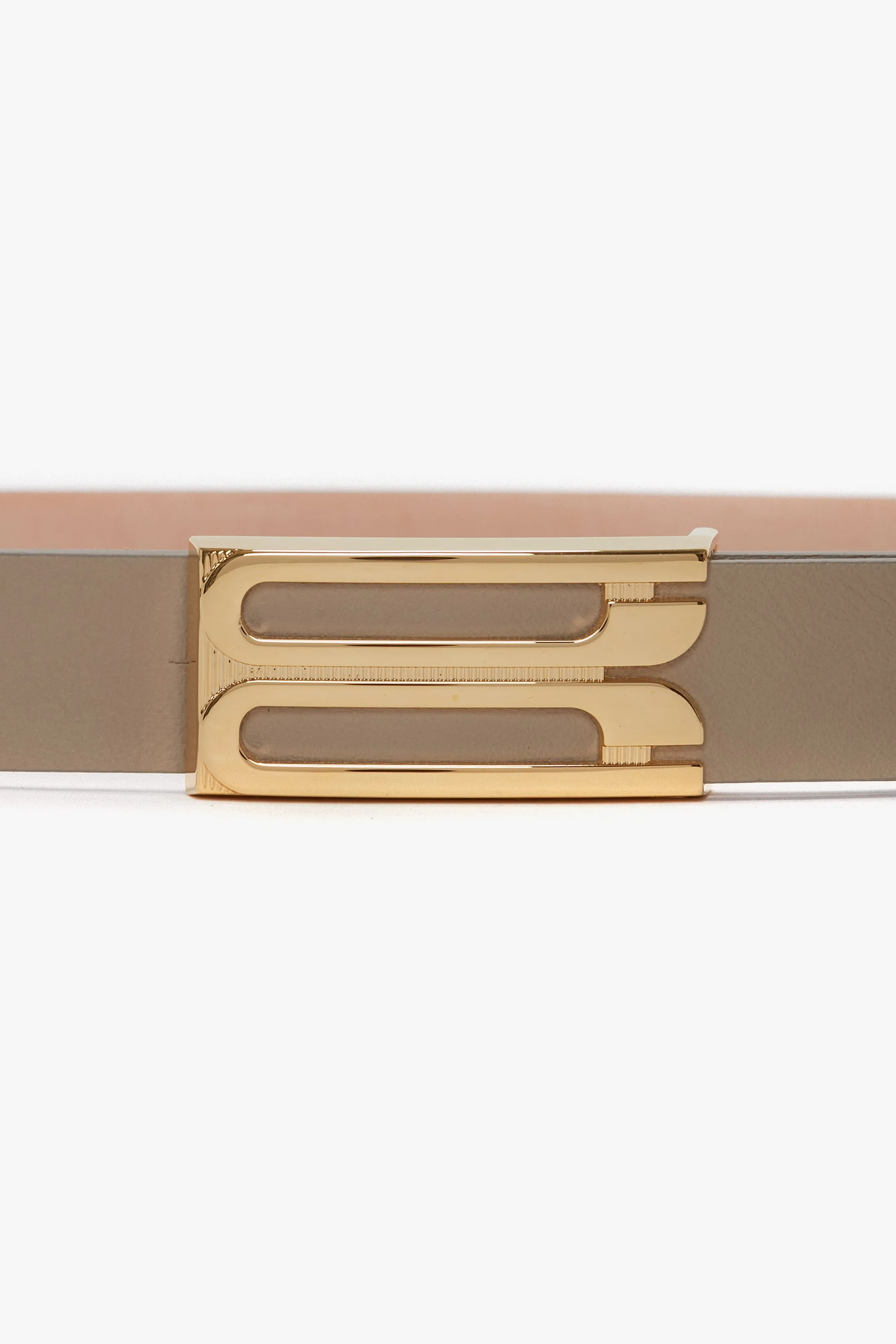 Exclusive Frame Belt In Beige Leather