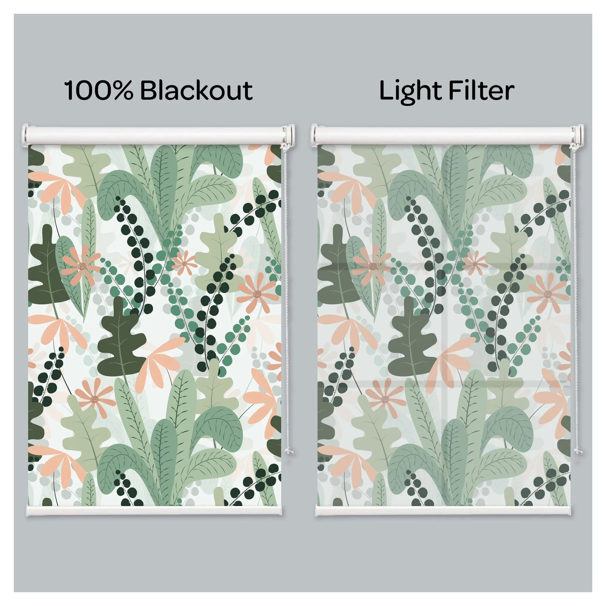 Flora Flower Botanical Plant Cactus Print Window Roller Shade