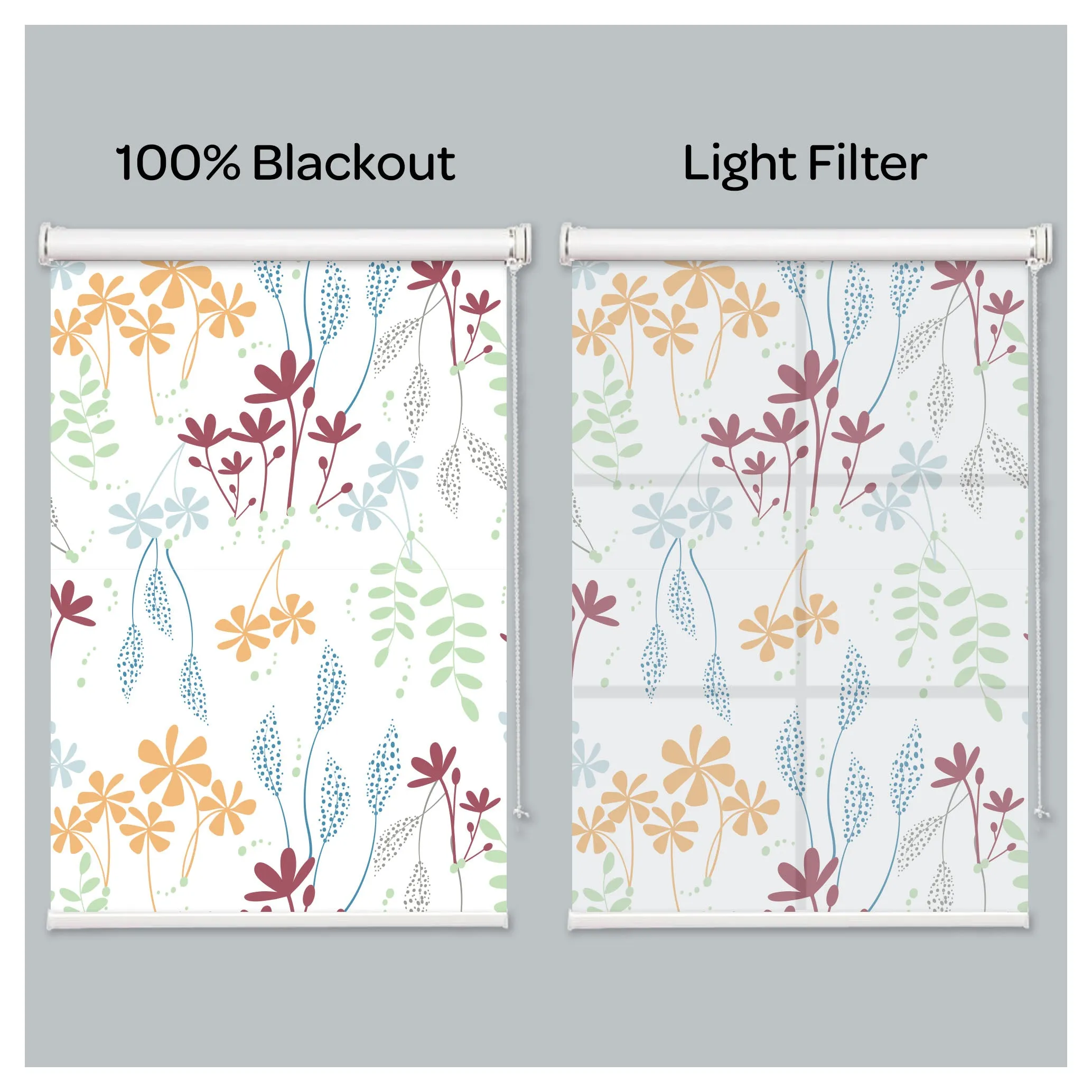 Flora Flower Botanical Plant Print Window Roller Shade