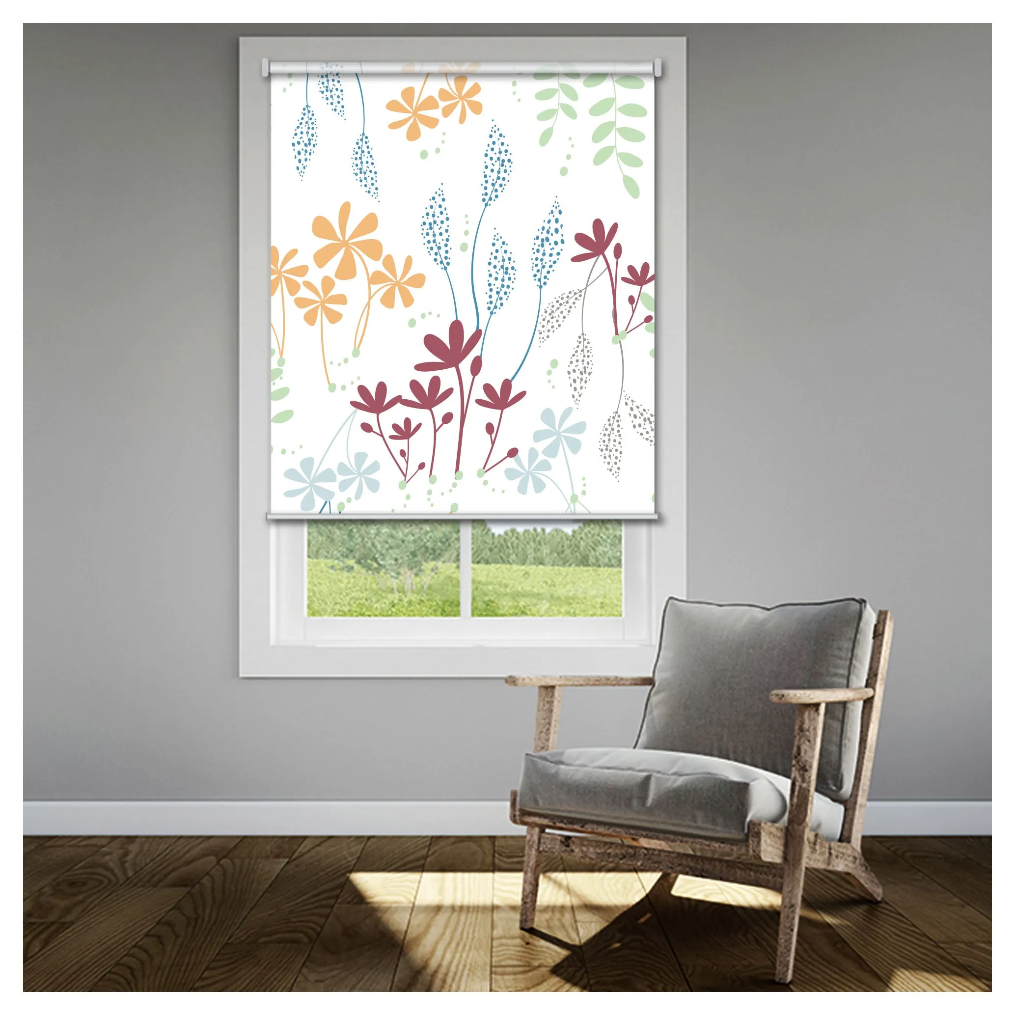 Flora Flower Botanical Plant Print Window Roller Shade