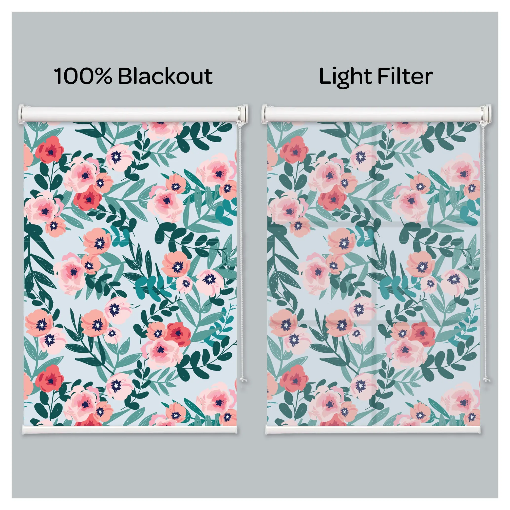 Flora Flower Botanical Print Window Roller Shade