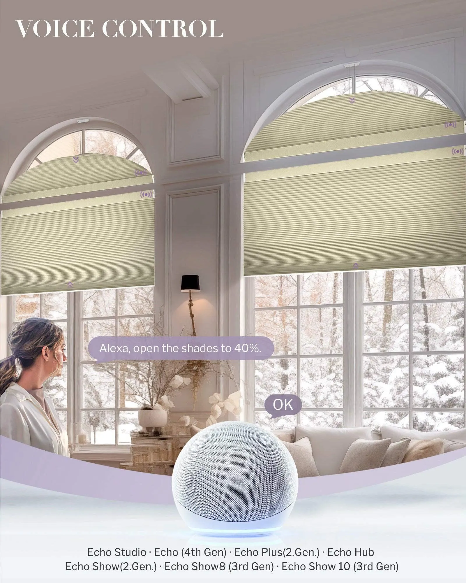 Graywind Rechargeable Motorized Arch Window Shades | Elongated Perfect Arch | Customizable