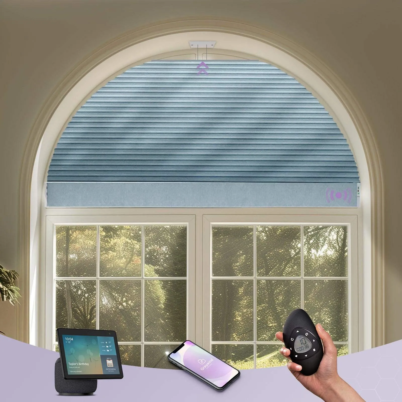 Graywind Rechargeable Motorized Arch Window Shades | Perfect Arch | Customizable