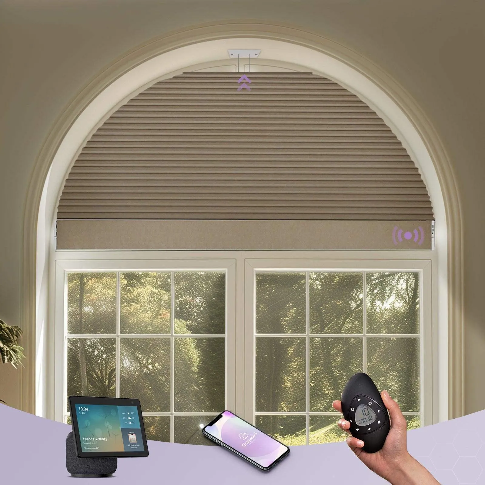 Graywind Rechargeable Motorized Arch Window Shades | Perfect Arch | Customizable