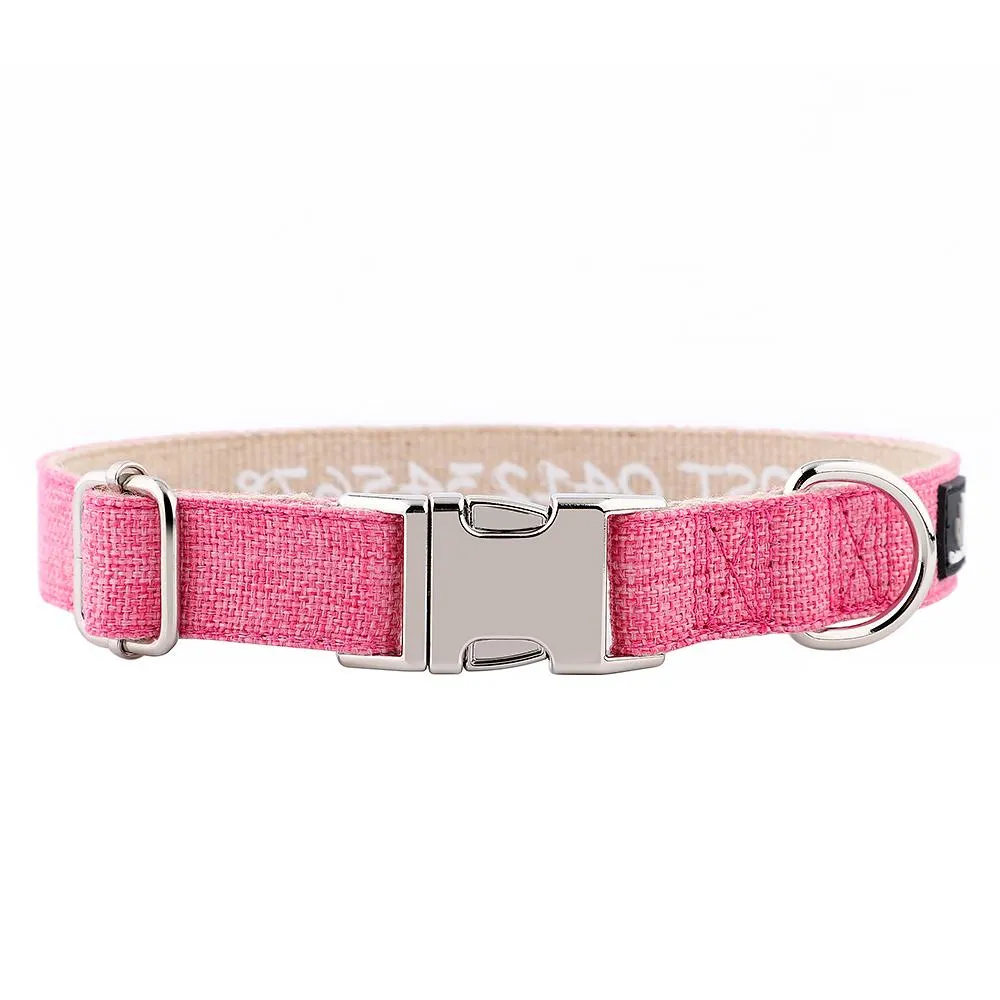 Hemp Dog Collar - Personalised Classic Embroidered, Metal or Plastic Buckle