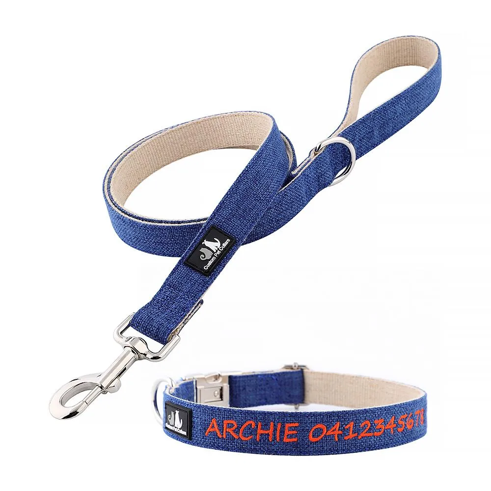 Hemp Dog Collar - Personalised Classic Embroidered, Metal or Plastic Buckle