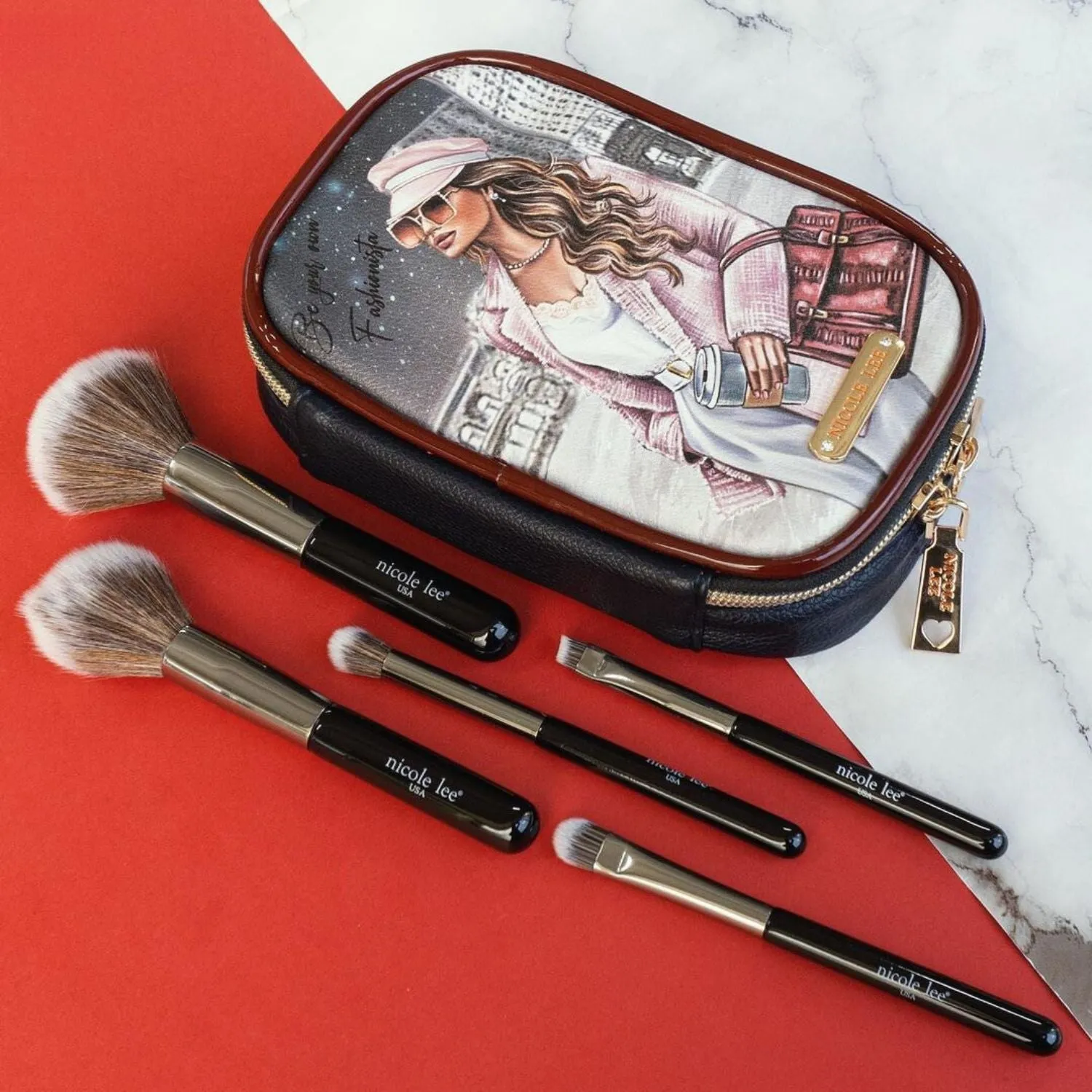 MAKEUP BRUSH SET W/ POUCH