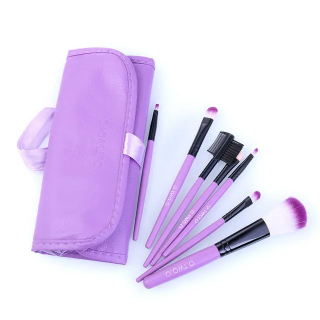 Makeup Brushes Set 7pcs/lot Soft Synthetic Hair Blush Eyeshadow Lips Make Up Brush With Leather Case