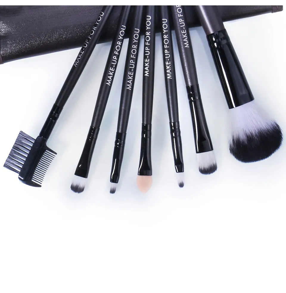 Makeup Brushes Set 7pcs/lot Soft Synthetic Hair Blush Eyeshadow Lips Make Up Brush With Leather Case