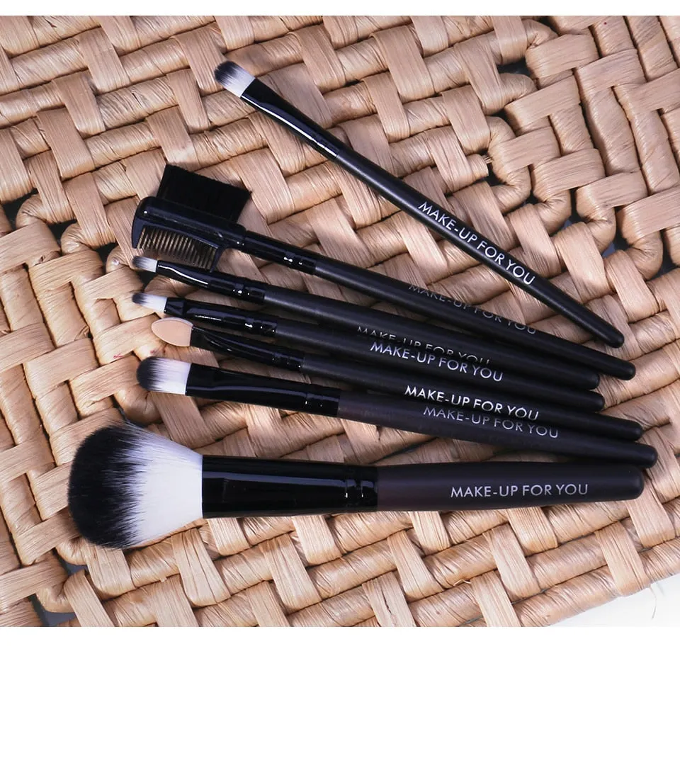 Makeup Brushes Set 7pcs/lot Soft Synthetic Hair Blush Eyeshadow Lips Make Up Brush With Leather Case