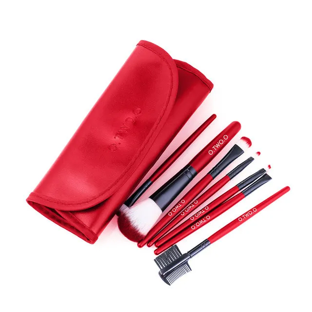 Makeup Brushes Set 7pcs/lot Soft Synthetic Hair Blush Eyeshadow Lips Make Up Brush With Leather Case