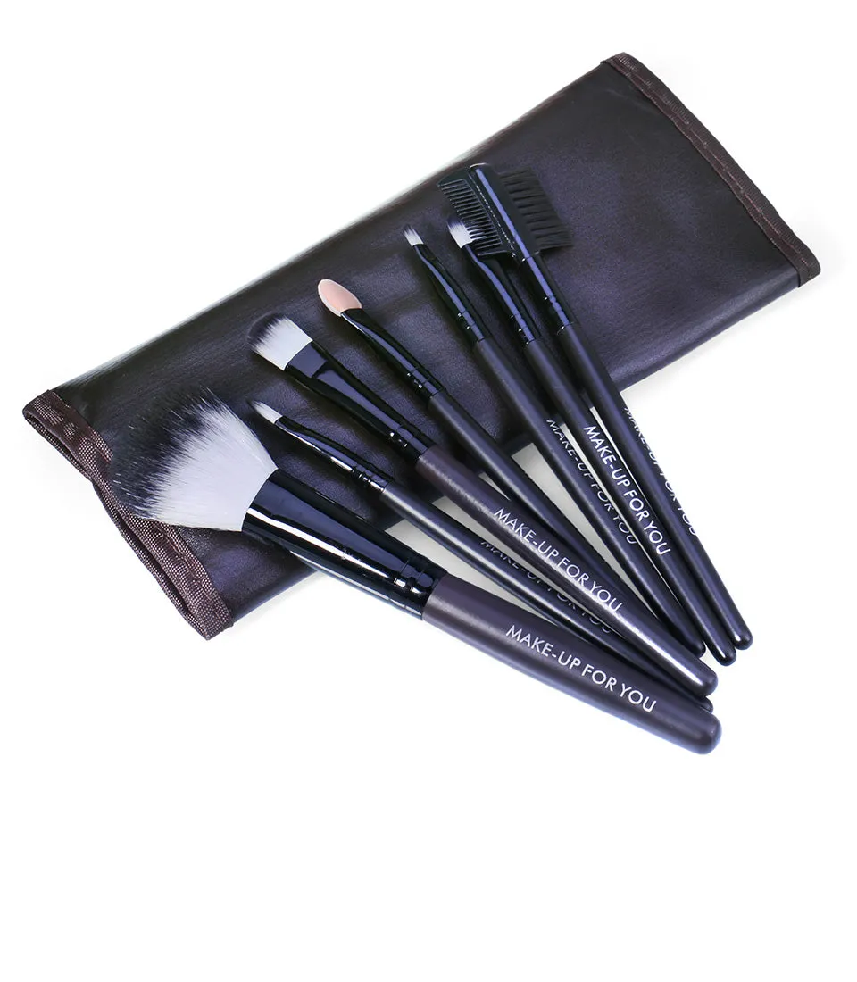 Makeup Brushes Set 7pcs/lot Soft Synthetic Hair Blush Eyeshadow Lips Make Up Brush With Leather Case