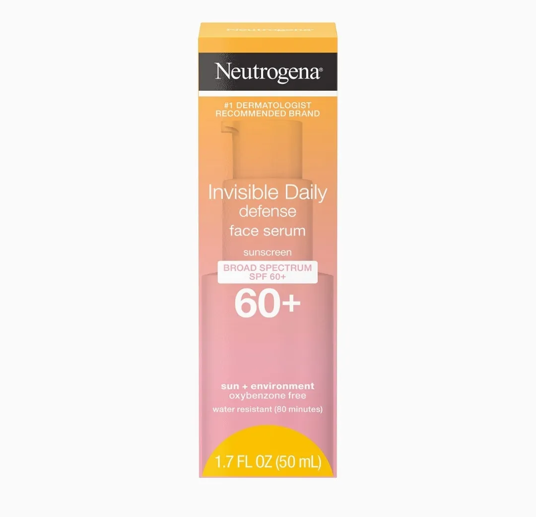 Neutrogena Invisible Daily Defense Face Serum with Broad Spectrum SPF 60  to Help Even Skin Tone, Oil-Free, Non-Greasy, Antioxidant Complex for Environmental Aggressors, 1.7 fl. Oz