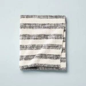 New - Contrast Edge Stripe Throw Blanket Railroad Gray/Cream - Hearth & Hand with Magnolia