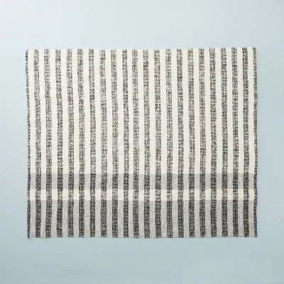 New - Contrast Edge Stripe Throw Blanket Railroad Gray/Cream - Hearth & Hand with Magnolia