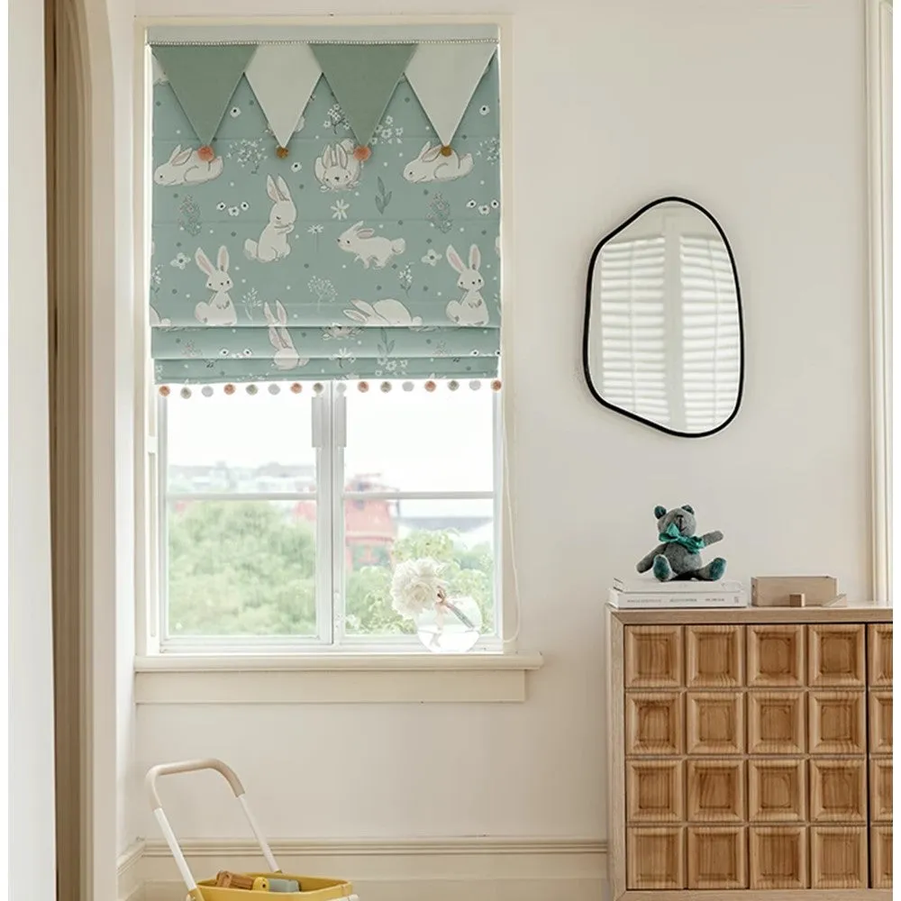 Nursery Bunny Window Roman Shade