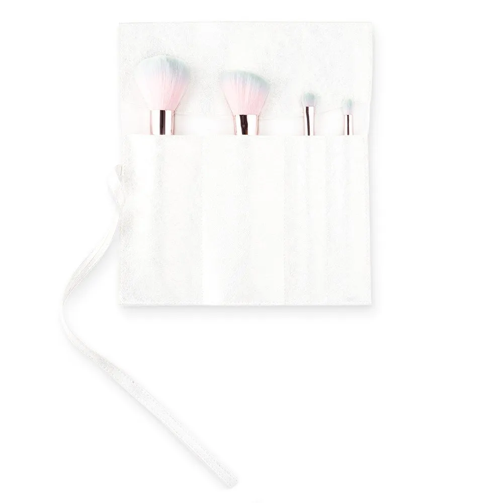 PERSONALIZED MAKEUP BRUSH SET & TRAVEL POUCH  - IRIDESCENT UNICORN