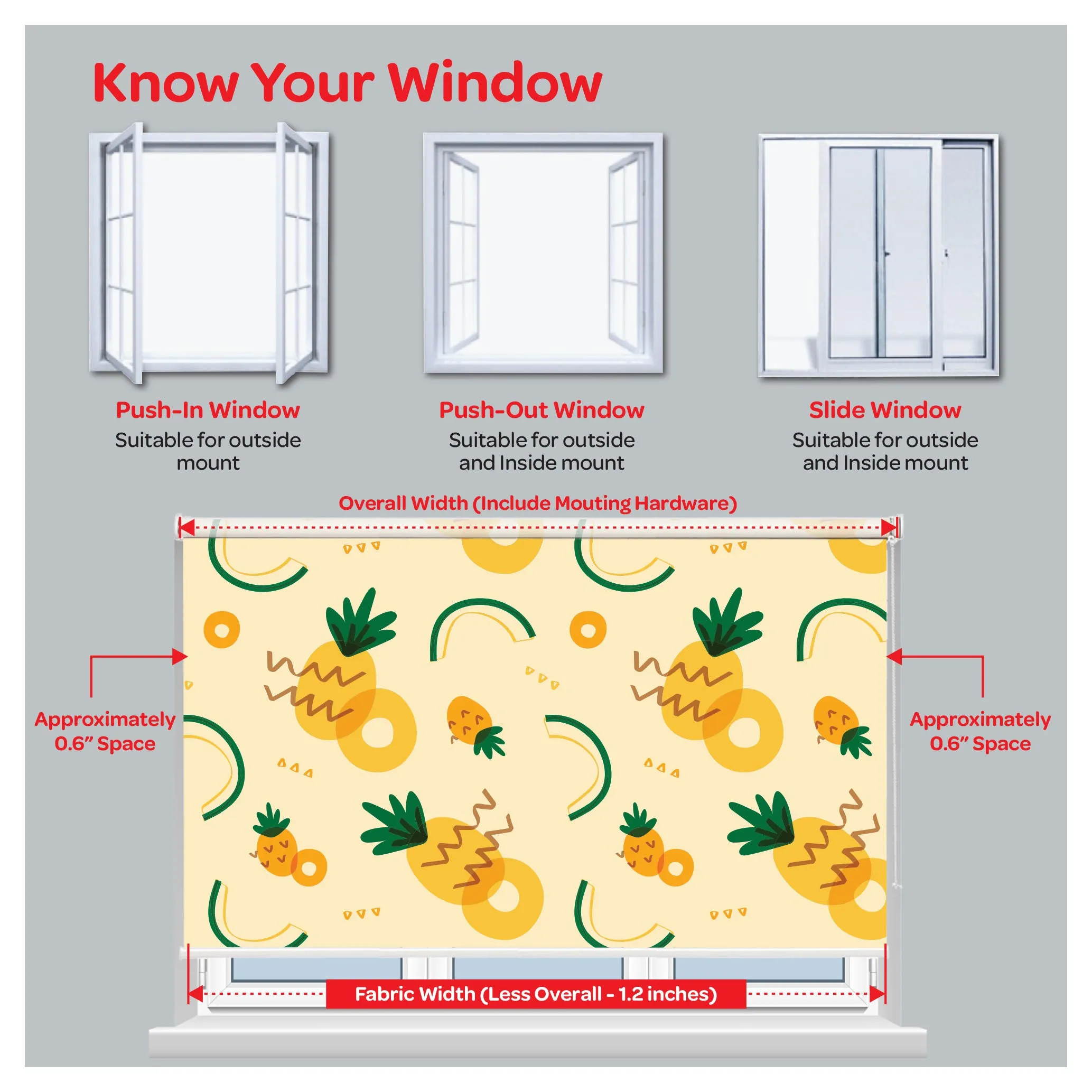 Pineapple Ananas Fruits Window Roller Shade