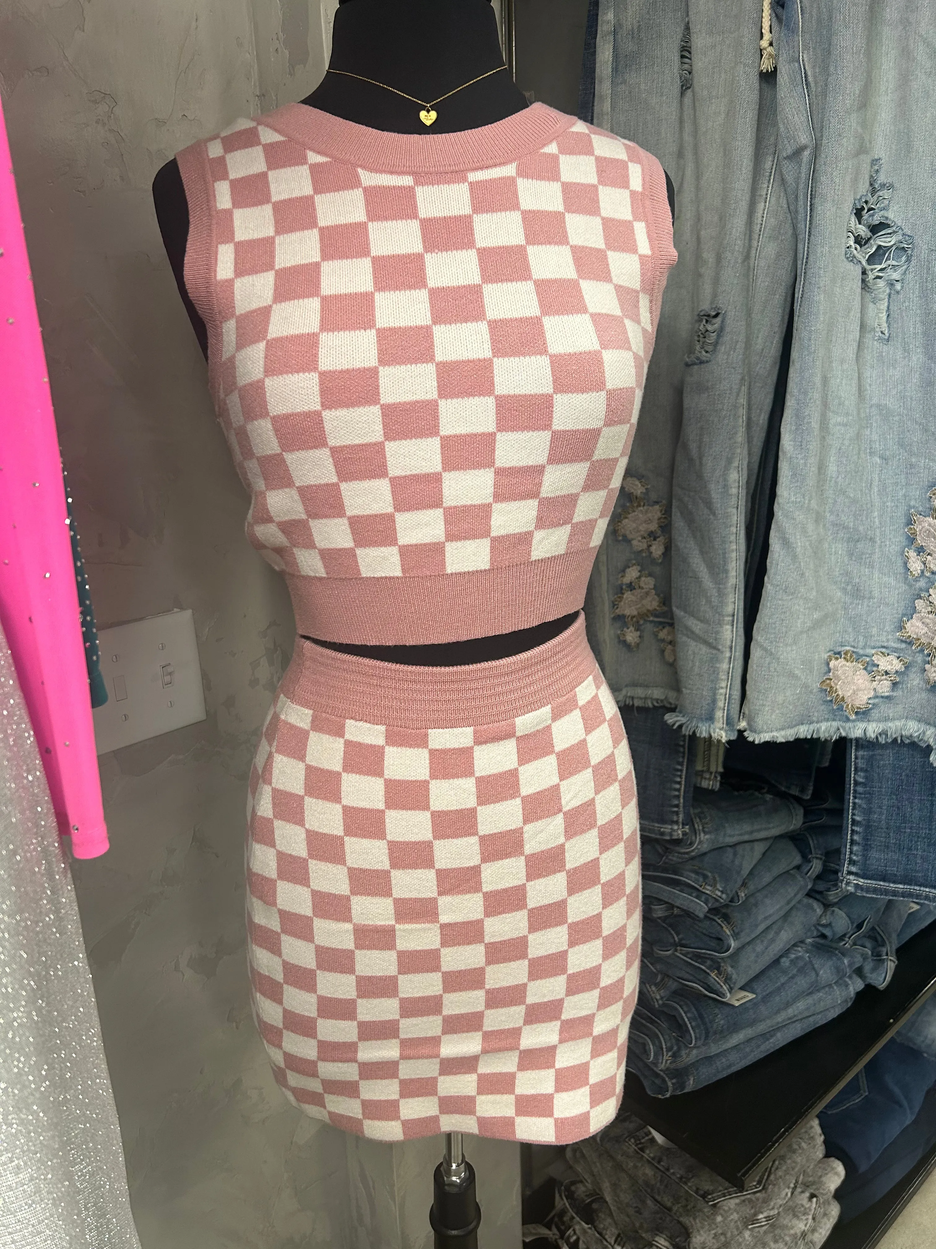 Pink Checkered Set