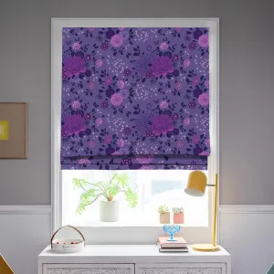 Purple Garden Botanical Art Window Roman Shade