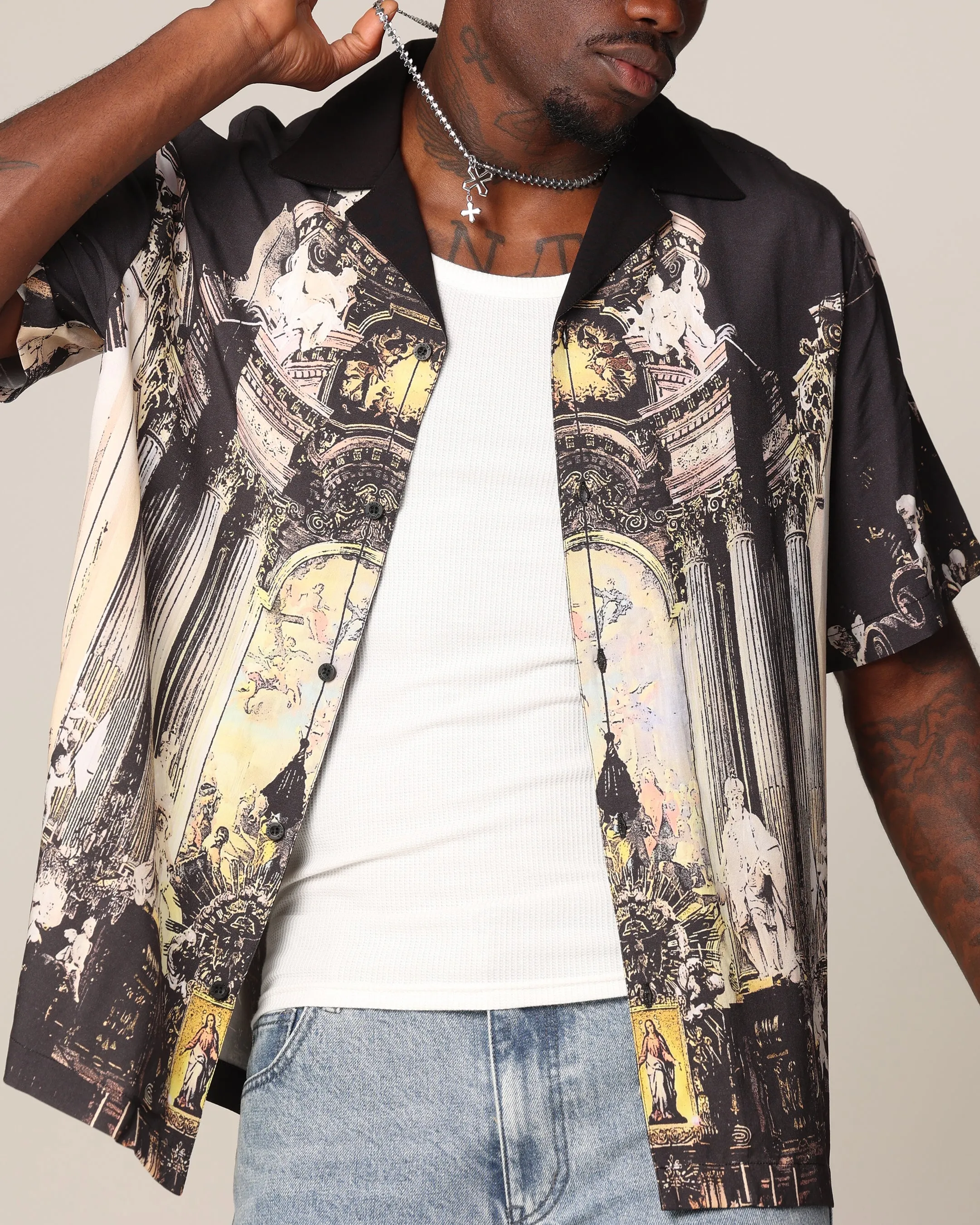 Saint Morta Divine Reverence Button Up Shirt Multi