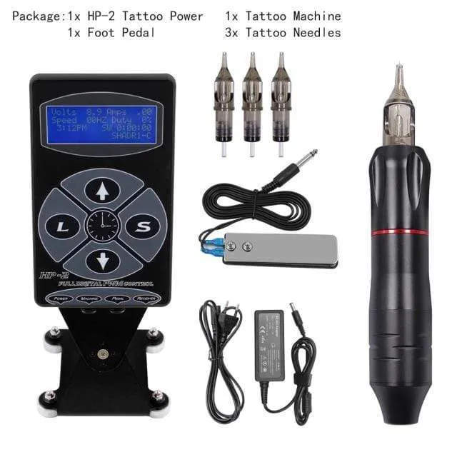 Tattoo Machine Kit Professional Complete Tattoo Machine Pen LCD Touch Screen Tattoo Power Cartridges for Tattoo Beginners Artist