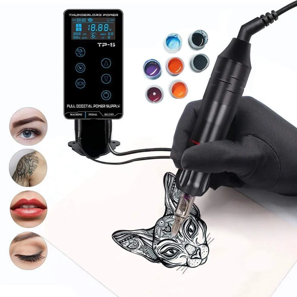 Tattoo Machine Kit Professional Complete Tattoo Machine Pen LCD Touch Screen Tattoo Power Cartridges for Tattoo Beginners Artist